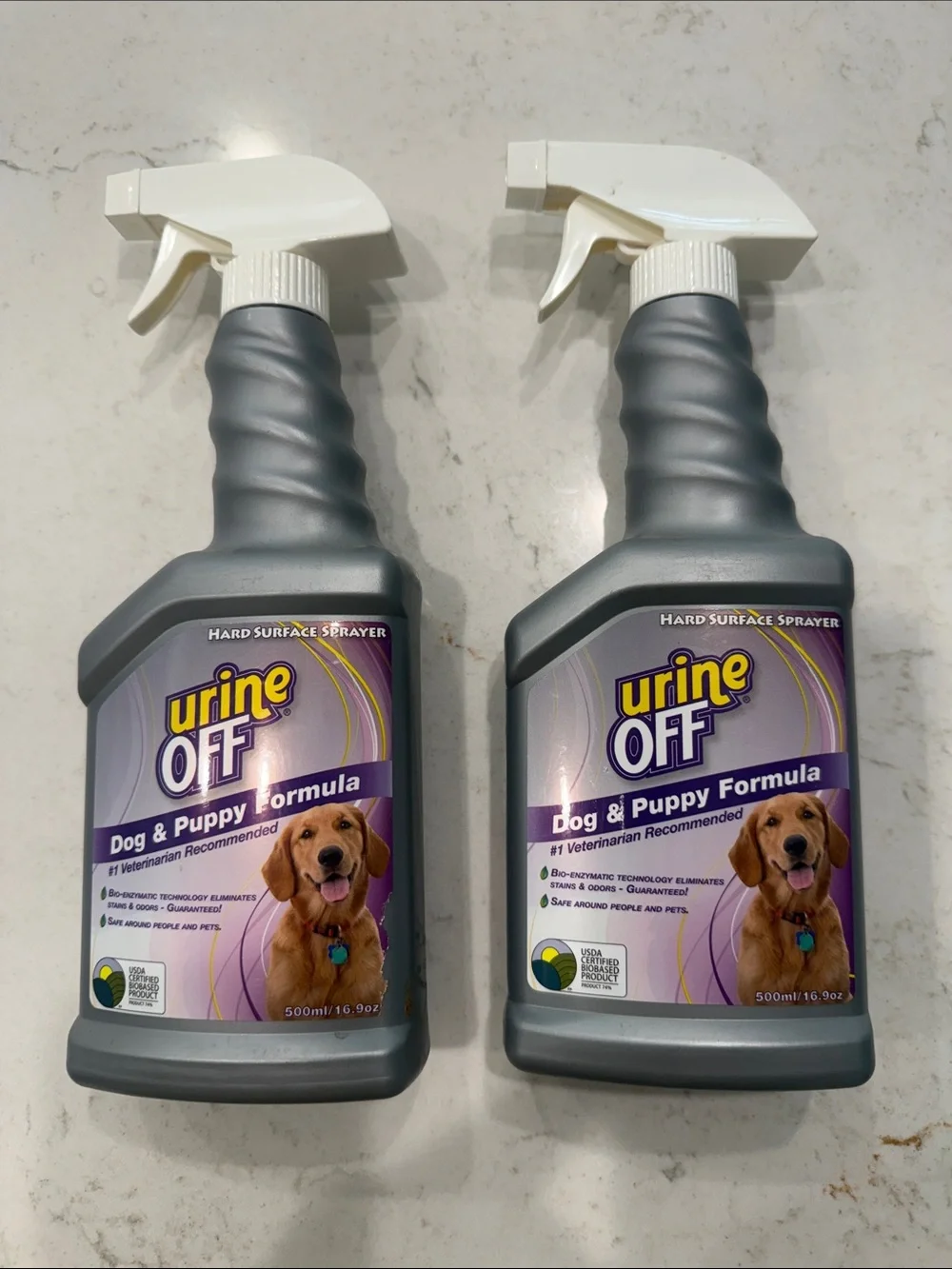 Urine Off Dog & Puppy Formula Spray - 2 Pack, Gray & White- brand new never used